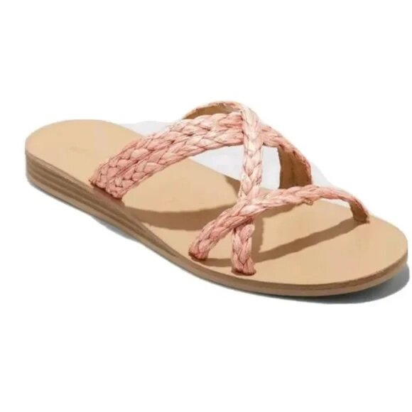 Universal Thread Shoes - Universal Thread Pink Braided Cross-Strap Slide Sandals